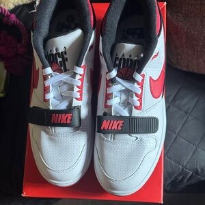 Nike Kids White and Red Sneakers with Black Accents
